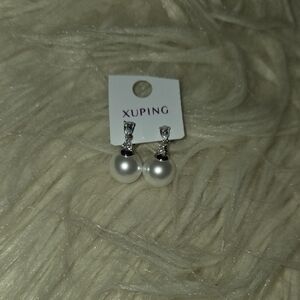 Ping Silver and White Pearl Earrings
